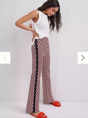 MAEVE PULL ON BOOTCUT PANTS Geometric Red Wide-Leg Anthropologie